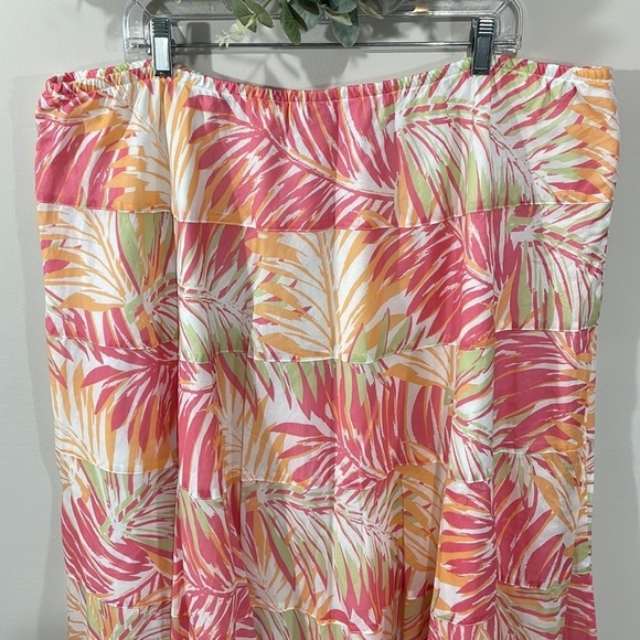 Ruby Rd. Woman A-Line Maxi Tiered Pull On Skirt Palm Fronds 24W - Picture 5 of 14